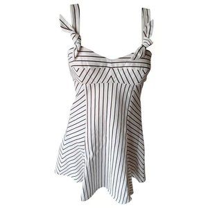 Intermix White Striped fit and flare Sleeveless Mini Dress 4